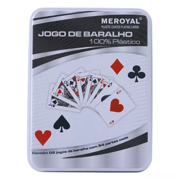 Meroyal Jogo De Baralho Plastic Playing Cards 2 SETS in Tin