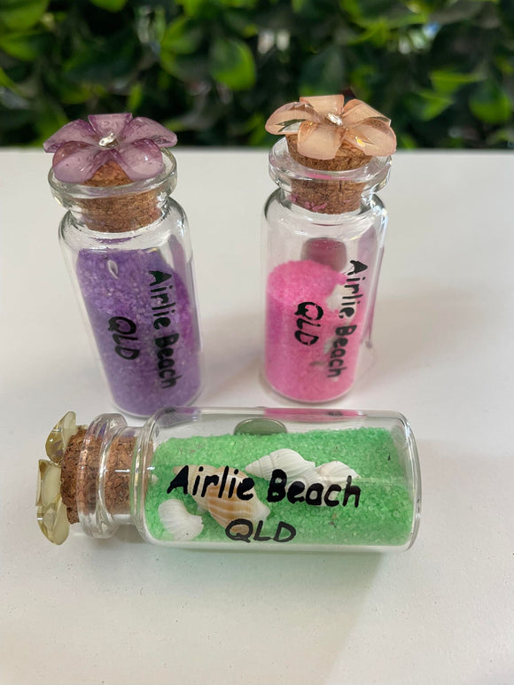 Flower (On Top) Coloured Sand in Glass Bottle Magnet