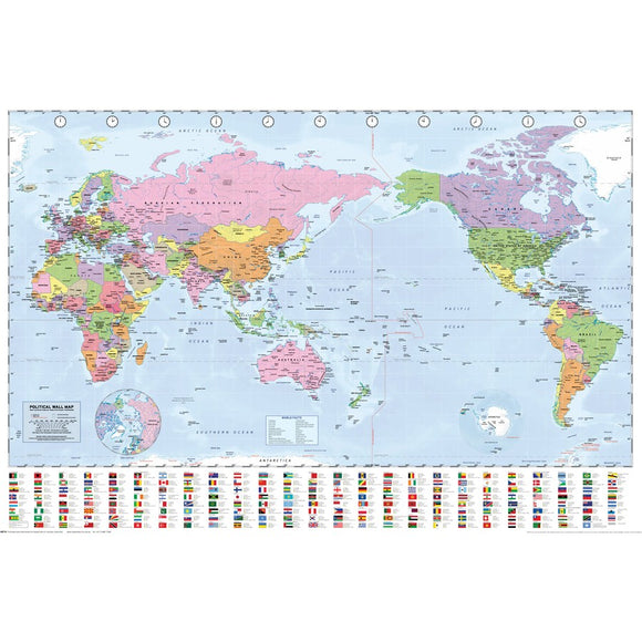 World Map with Flags Poster