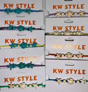 KW Turtle and Shell Anklet on card (J036)