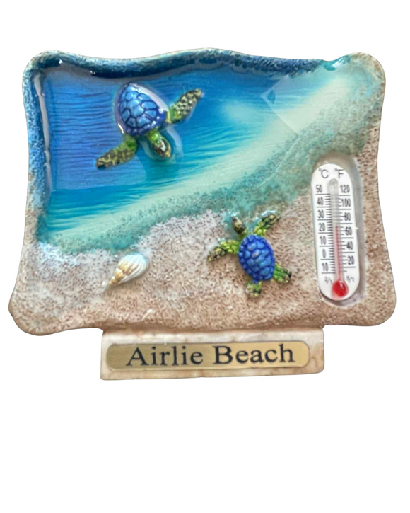 Fridge Magnets - Airlie Beach Turtle on Shore with Thermometer (943)