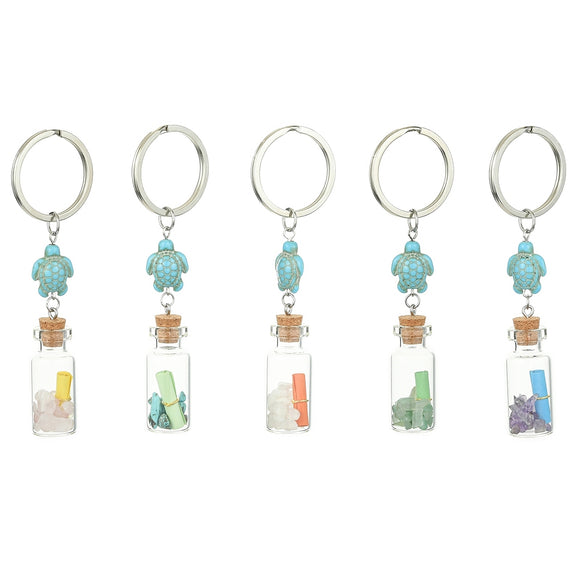 Turtle Wish Gemstone Bottle Key Chain