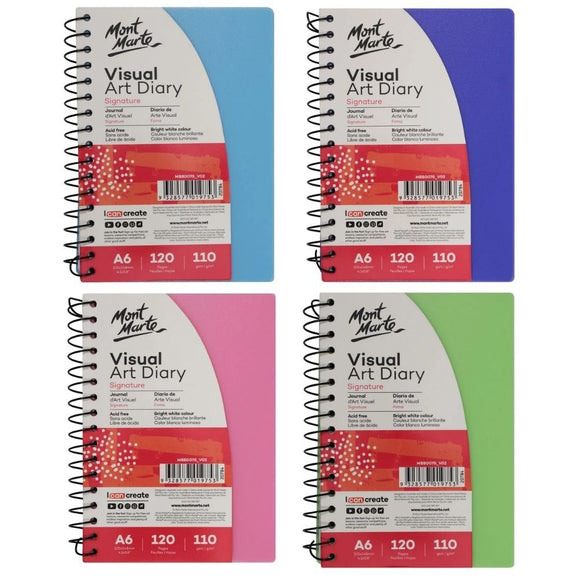 Mont Marte Visual Art Diary Signature 110gsm A5 120 Page Assorted Colours (746)
