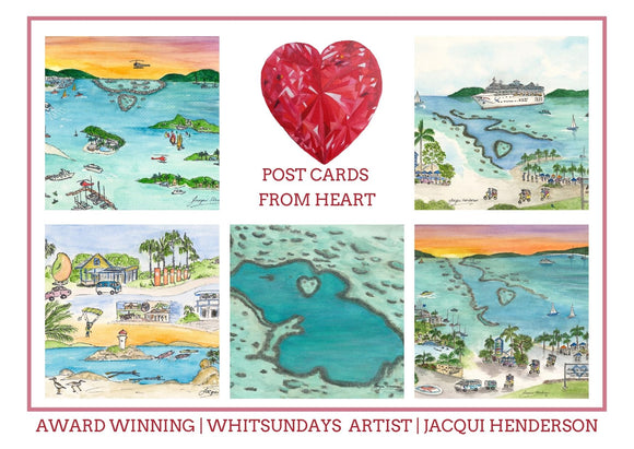 True Heart Connections PACK OF 5 Post Cards  - LOCAL ARTIST Jacqui Henderson