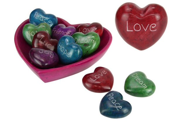 Love Heart Soap Stone Sayings - Hand Carved
