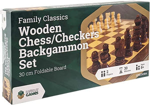 LPG Family Classics Wooden Chess / Checkers / Backgammon Set 30 cm